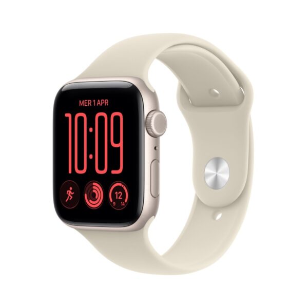 Apple Watch SE 3 GPS + Cellular Cassa 44 mm in alluminio galassia con Cinturino Sport sabbia S/M
