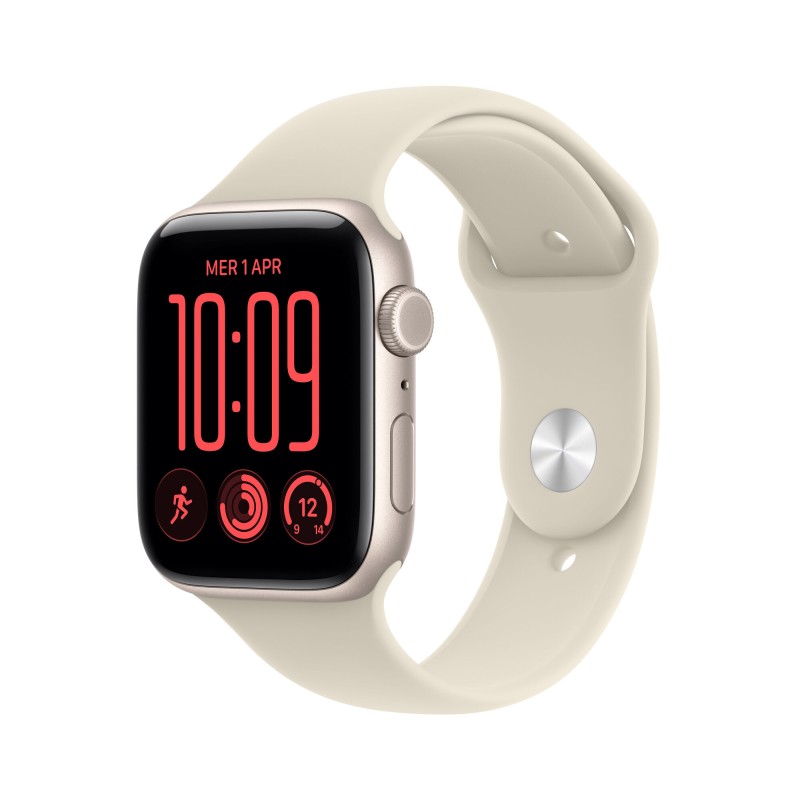 Apple Watch SE 3 GPS + Cellular Cassa 44 mm in alluminio galassia con Cinturino Sport sabbia S/M