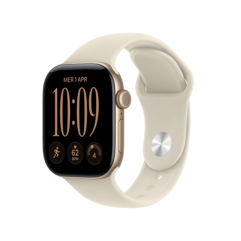 Apple Watch Series 12 GPS Cellular cassa 42 mm in alluminio color oro chiaro con cinturino Sport sabbia S/M