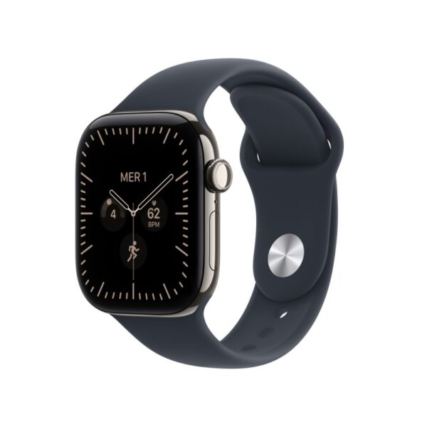 Apple Watch Series 12 GPS Cellular cassa 42 mm in titanio naturale con cinturino Sport blu marino S/M