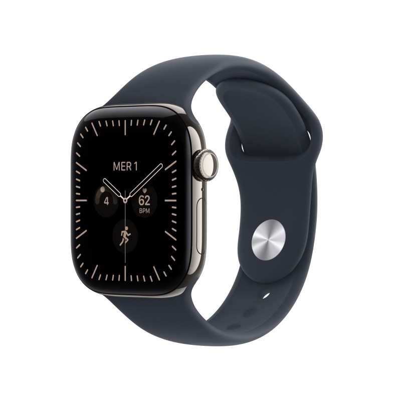 Apple Watch Series 12 GPS Cellular cassa 42 mm in titanio naturale con cinturino Sport blu marino S/M