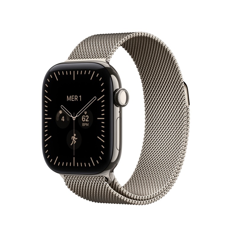 Apple Watch Series 12 GPS Cellular cassa 42 mm in titanio naturale con loop in maglia milanese naturale