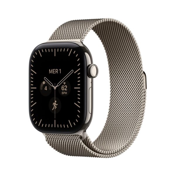Apple Watch Series 12 GPS Cellular cassa 46 mm in titanio naturale con loop in maglia milanese naturale S/M