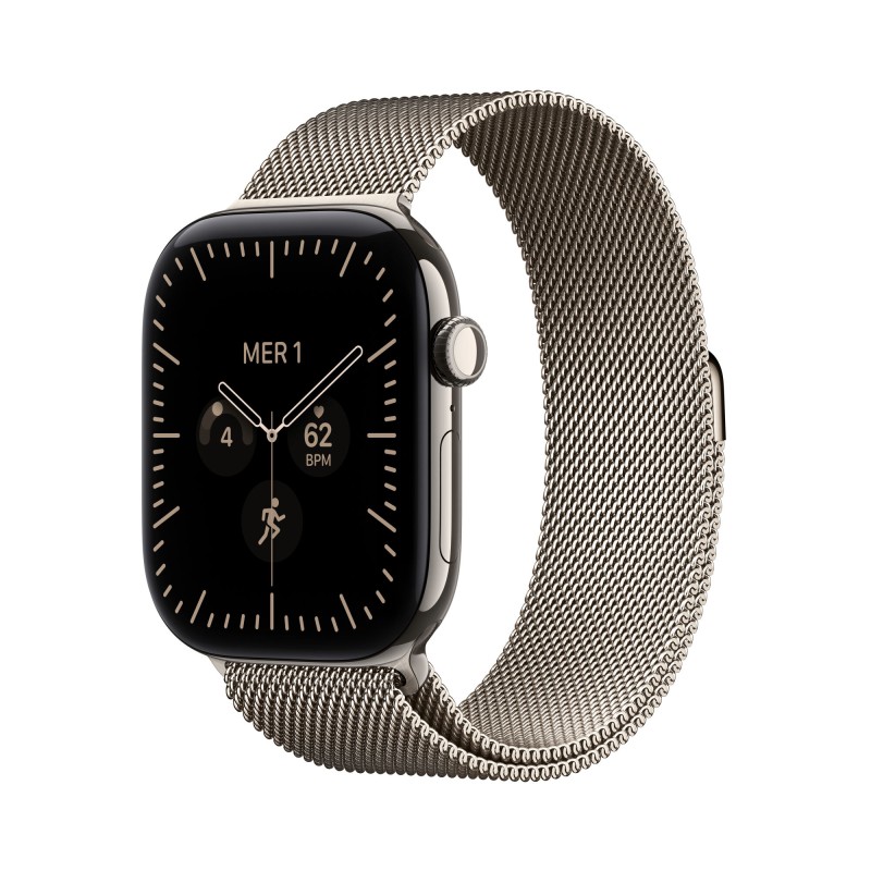 Apple Watch Series 12 GPS Cellular cassa 46 mm in titanio naturale con loop in maglia milanese naturale S/M