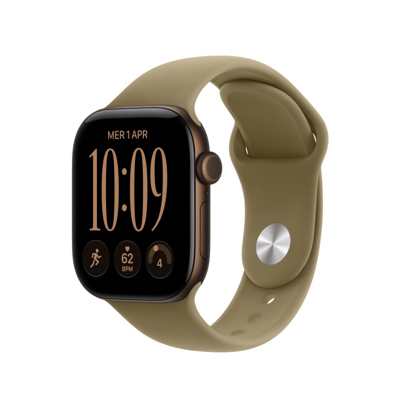 Apple Watch Series 12 GPS cassa 42 mm in alluminio color bronzo scuro con cinturino Sport oliva S/M