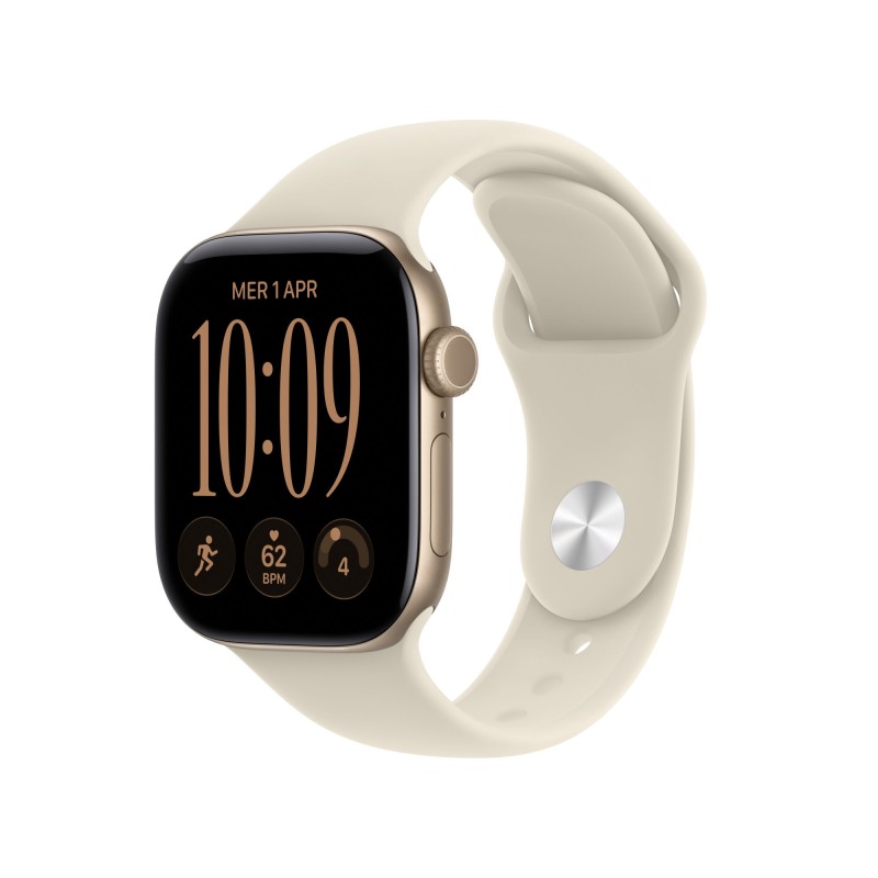Apple Watch Series 12 GPS cassa 42 mm in alluminio color oro chiaro con cinturino Sport sabbia S/M