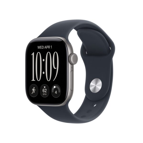 Apple Watch Series 12 GPS cassa 42 mm in alluminio grigio siderale con cinturino Sport blu marino S/M