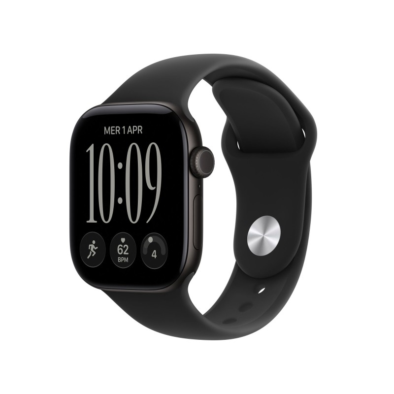 Apple Watch Series 12 GPS cassa 42 mm in alluminio nero con cinturino Sport nero S/M