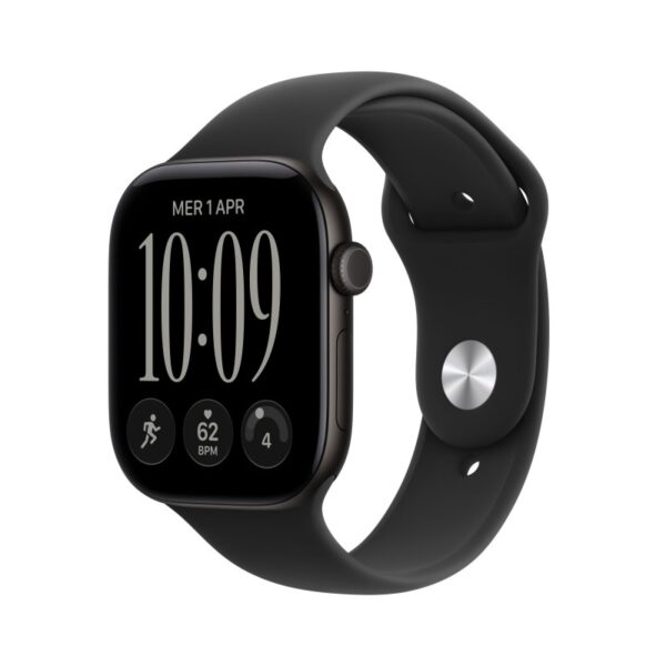 Apple Watch Series 12 GPS cassa 46 mm in alluminio nero con cinturino Sport nero S/M