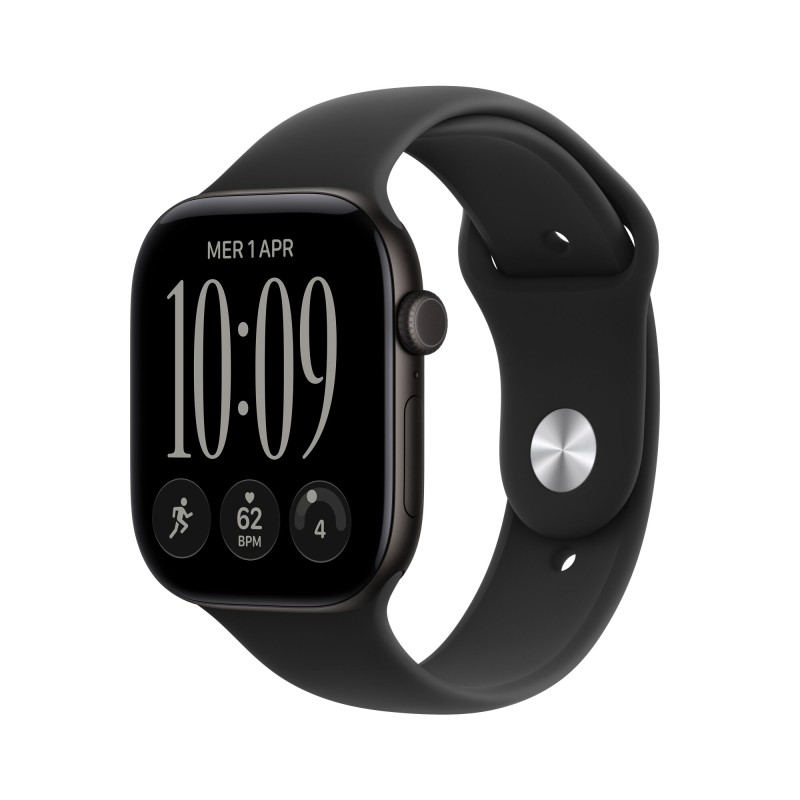 Apple Watch Series 12 GPS cassa 46 mm in alluminio nero con cinturino Sport nero S/M