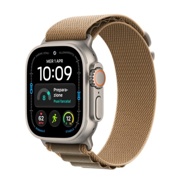 Apple Watch Ultra 4 GPS + Cellular Cassa 49 mm in titanio naturale con Alpine Loop duna L