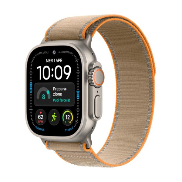 Apple Watch Ultra 4 GPS + Cellular Cassa 49 mm in titanio naturale con Trail Loop sabbia S/M