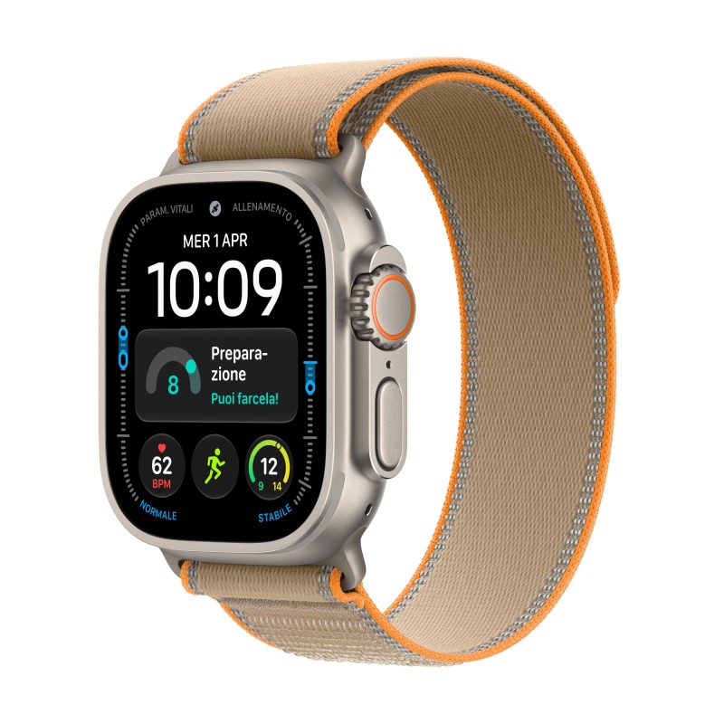 Apple Watch Ultra 4 GPS + Cellular Cassa 49 mm in titanio naturale con Trail Loop sabbia S/M