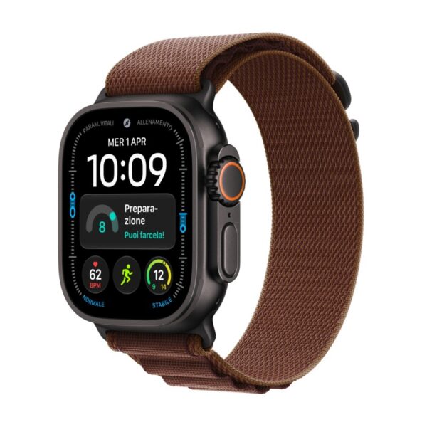Apple Watch Ultra 4 GPS + Cellular Cassa 49 mm in titanio nero con Alpine Loop borgogna M