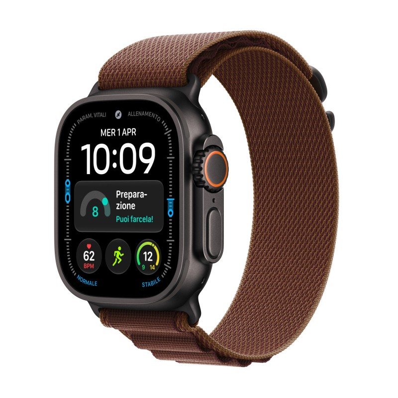 Apple Watch Ultra 4 GPS + Cellular Cassa 49 mm in titanio nero con Alpine Loop borgogna M