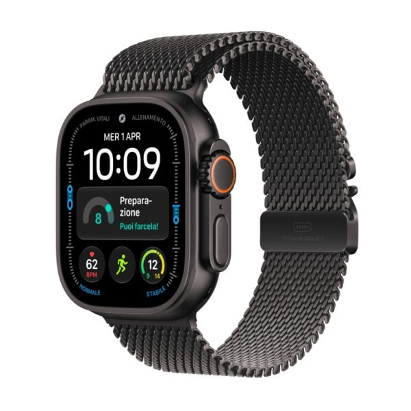 Apple Watch Ultra 4 GPS + Cellular Cassa 49 mm in titanio nero con Loop in maglia milanese in titanio nero M